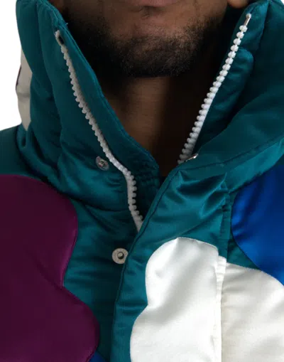 Dolce & Gabbana Multicolor Floral Windbreaker Puffer Jacket In Multicolor