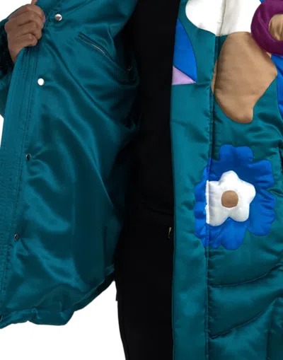 Dolce & Gabbana Multicolor Floral Windbreaker Puffer Jacket In Multicolor