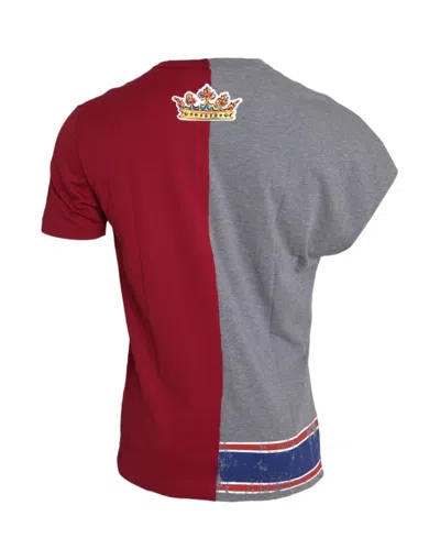 Dolce & Gabbana Red Gray Two Model Dg Angel Crewneck  T-shirt In Multicolor