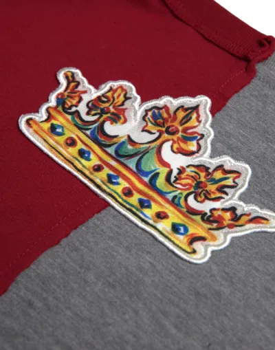 Dolce & Gabbana Red Gray Two Model Dg Angel Crewneck  T-shirt In Multicolor