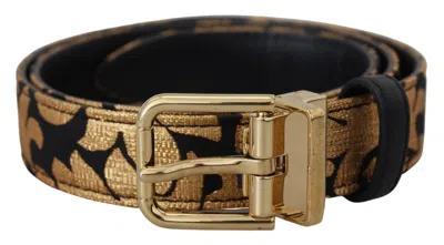 Dolce & Gabbana Multicolor Jacquard Leather Logo Buckle Belt In Multicolor