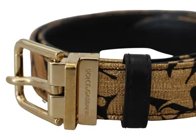 Dolce & Gabbana Multicolor Jacquard Leather Logo Buckle Belt In Multicolor