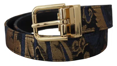 Dolce & Gabbana Multicolor Jacquard Leather Logo Buckle Belt In Multicolor