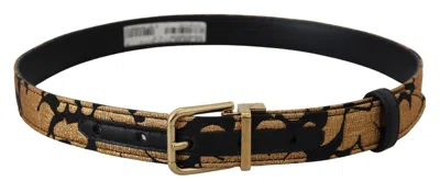 Dolce & Gabbana Multicolor Jacquard Leather Logo Buckle Belt In Multicolor