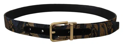Dolce & Gabbana Multicolor Jacquard Leather Logo Buckle Belt In Multicolor