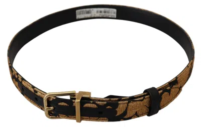 Dolce & Gabbana Multicolor Jacquard Leather Logo Buckle Belt In Multicolor