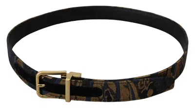 Dolce & Gabbana Multicolor Jacquard Leather Logo Buckle Belt In Multicolor