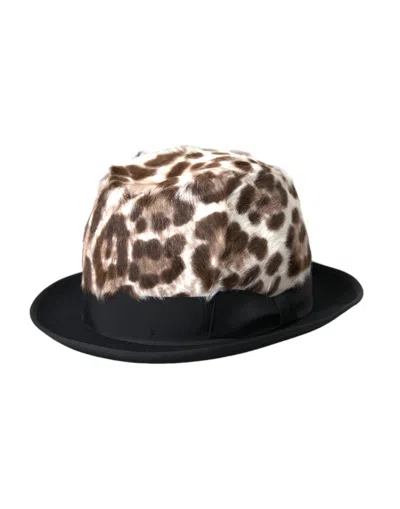 Dolce & Gabbana Multicolor Leopard Women Fedora Hat In Multicolor