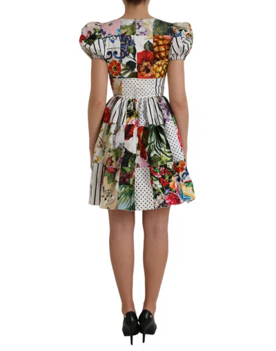 Dolce & Gabbana Sicilian Patchwork Mini Poplin Dress In Multicolor