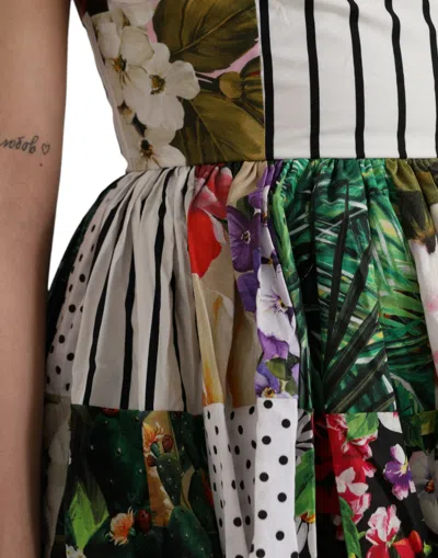 Dolce & Gabbana Sicilian Patchwork Mini Poplin Dress In Multicolor