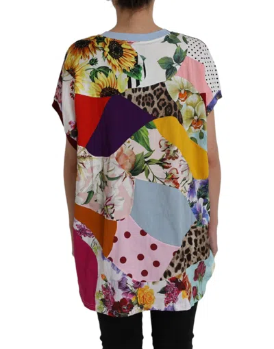 Dolce & Gabbana Multicolor Patchwork Short Sleeve Blouse Top In Multi