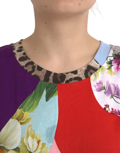 Dolce & Gabbana Multicolor Patchwork Short Sleeve Blouse Top In Multi