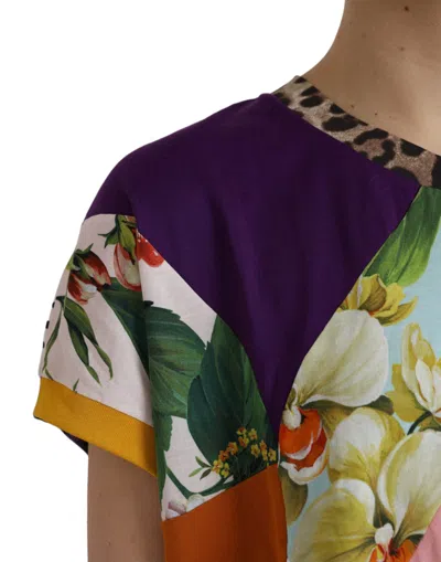 Dolce & Gabbana Multicolor Patchwork Short Sleeve Blouse Top In Multi