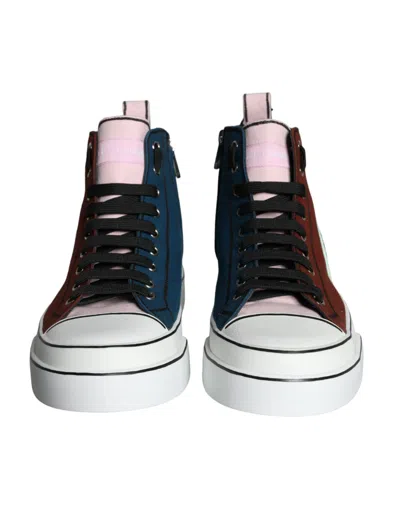 Dolce & Gabbana Multicolor Patchwork High Top Sneaker Shoes In Multicolor