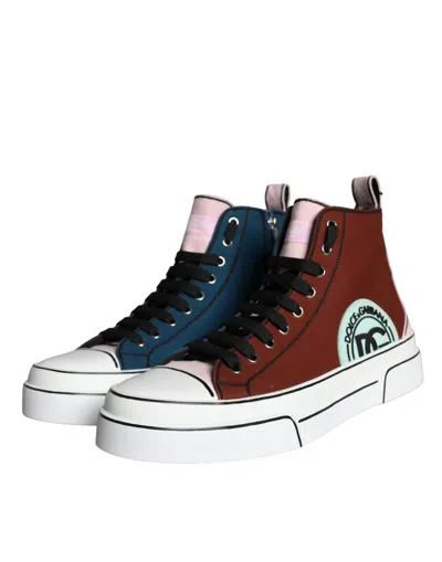 Dolce & Gabbana Multicolor Patchwork High Top Sneaker Shoes In Multicolor