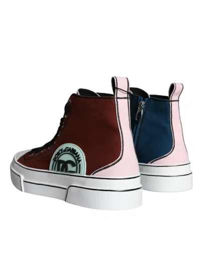 Dolce & Gabbana Multicolor Patchwork High Top Sneaker Shoes In Multicolor