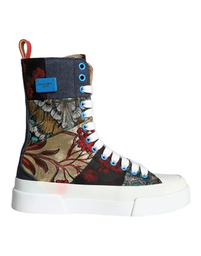 Pre-owned Dolce & Gabbana Multicolor Patchwork Logo High Top Sneakers Women's Shoes ()