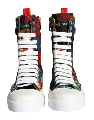 Pre-owned Dolce & Gabbana Multicolor Patchwork Logo High Top Sneakers Women's Shoes ()