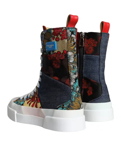 Pre-owned Dolce & Gabbana Multicolor Patchwork Logo High Top Sneakers Women's Shoes ()