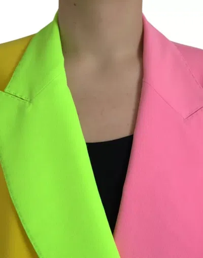 Pre-owned Dolce & Gabbana Multicolor Patchwork Peak Lapel Coat Women's Jacket ()
