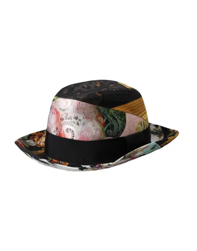 Dolce & Gabbana Multicolor Patchwork Women Fedora Wide Brim Hat In Multicolor
