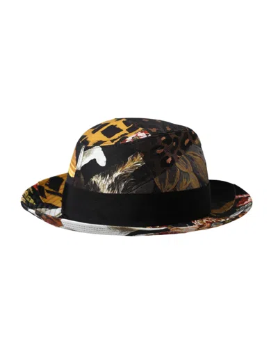 Dolce & Gabbana Multicolor Patchwork Women Fedora Wide Brim Hat In Multicolor