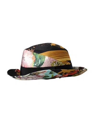 Dolce & Gabbana Multicolor Patchwork Women Fedora Wide Brim Hat In Multicolor