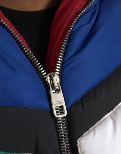 Dolce & Gabbana Multicolor Quilted Hooded Puffer Jacket In Multicolor