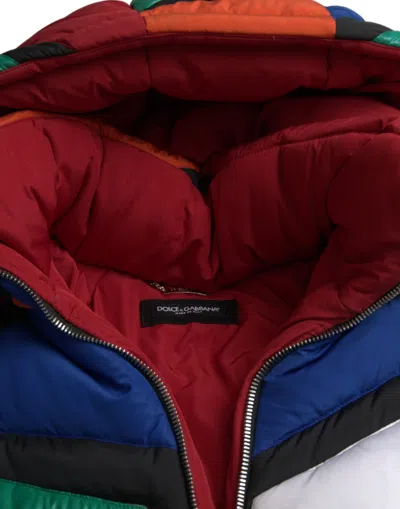 Dolce & Gabbana Multicolor Quilted Hooded Puffer Jacket In Multicolor