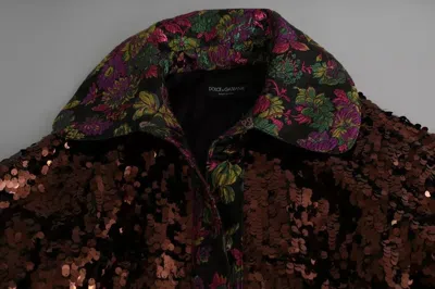 Dolce & Gabbana Multicolor Sequined Long Coat Jaquard Jacket In Multicolor