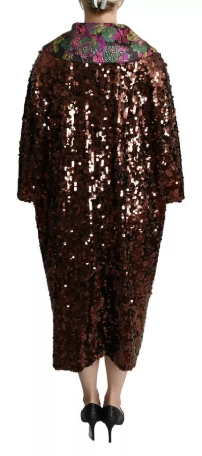 Dolce & Gabbana Multicolor Sequined Long Coat Jaquard Jacket In Multicolor