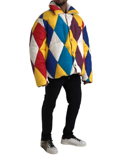 Dolce & Gabbana Multicolor Windbreaker Puffer Jacket Men In Multicolor