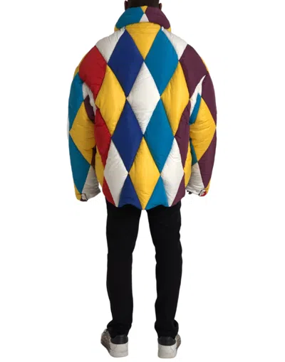 Dolce & Gabbana Multicolor Windbreaker Puffer Jacket Men In Multicolor