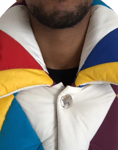Dolce & Gabbana Multicolor Windbreaker Puffer Jacket Men In Multicolor