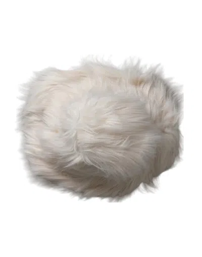 Dolce & Gabbana Off White Acrylic Fur Womens Bucket Hat In Off White