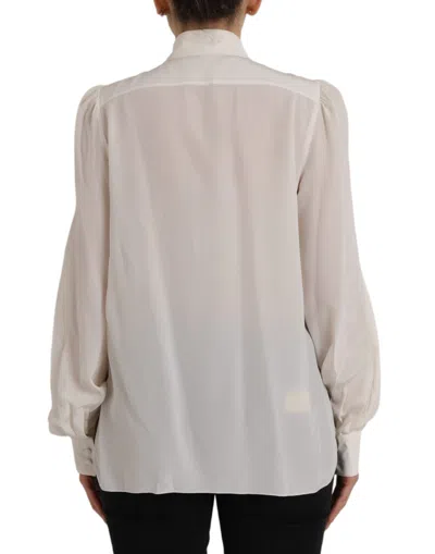 Dolce & Gabbana Off White Long Sleeve Button Down Blouse Top In Off White