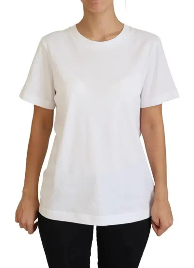 Pre-owned Dolce & Gabbana Optical White Printed Short Sleeves Women's Top ()
