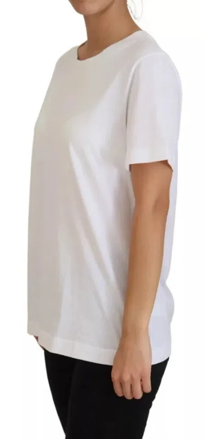 Pre-owned Dolce & Gabbana Optical White Printed Short Sleeves Women's Top ()