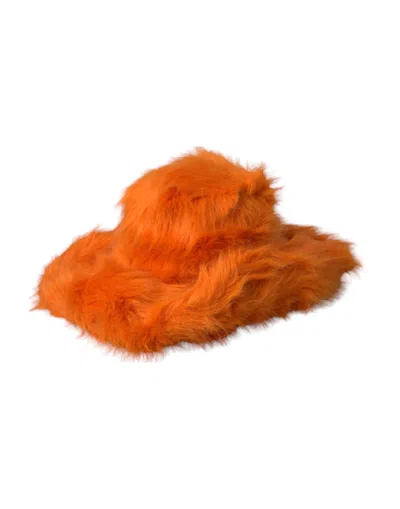 Dolce & Gabbana Orange Faux Fur Polyester Fedora Hat In Orange