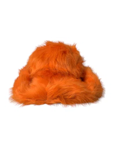 Dolce & Gabbana Orange Faux Fur Polyester Fedora Hat In Orange