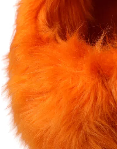 Dolce & Gabbana Orange Faux Fur Whole Head Wrap Hat In Orange