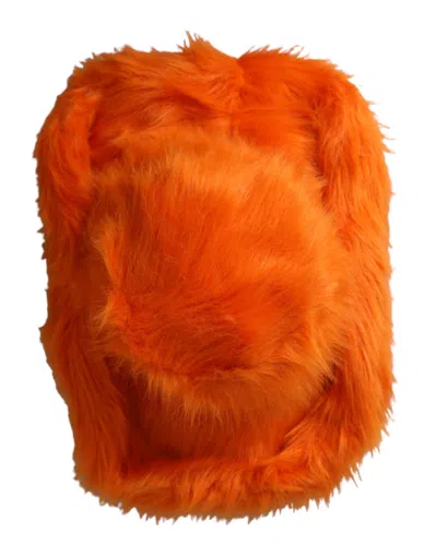 Dolce & Gabbana Orange Faux Fur Polyester Fedora Hat In Orange