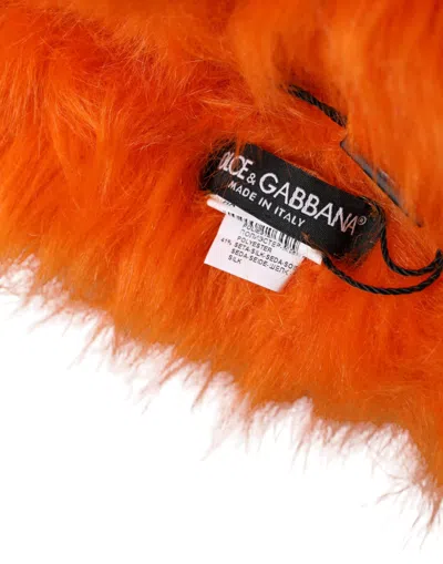 Dolce & Gabbana Orange Faux Fur Whole Head Wrap Hat In Orange