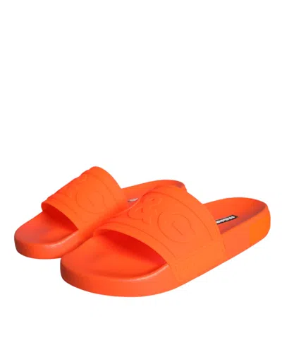 Dolce & Gabbana Dg Beachwear Rubber Slides In Orange