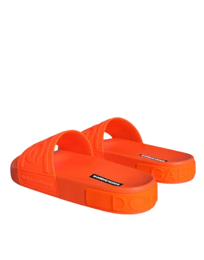 Dolce & Gabbana Dg Beachwear Rubber Slides In Orange