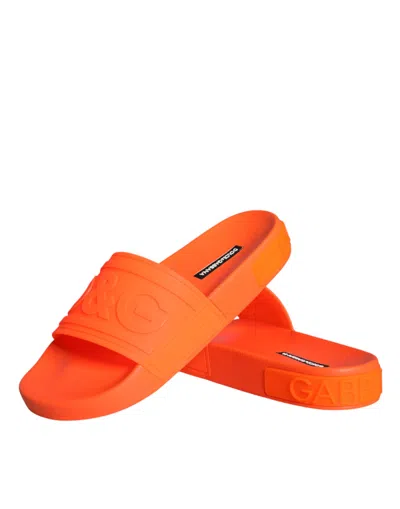 Dolce & Gabbana Dg Beachwear Rubber Slides In Orange