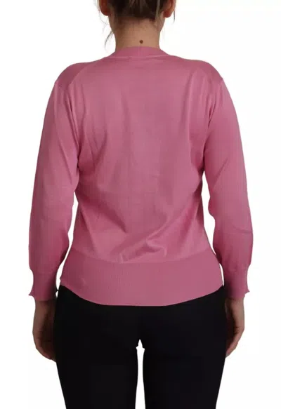 Pre-owned Dolce & Gabbana Pink 100% Silk Button Down Cardigan Women's Sweater ()