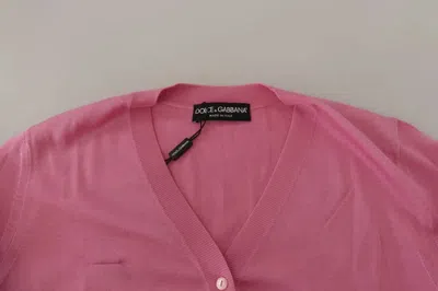 Pre-owned Dolce & Gabbana Pink 100% Silk Button Down Cardigan Women's Sweater ()
