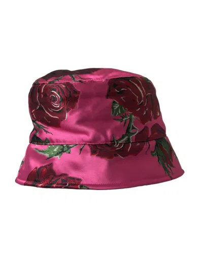 Dolce & Gabbana Pink Floral Cap Cotton Bucket Hat Men In Pink