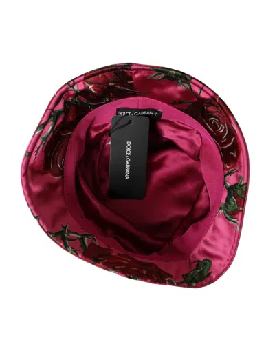 Dolce & Gabbana Pink Floral Cap Cotton Bucket Hat Men In Pink